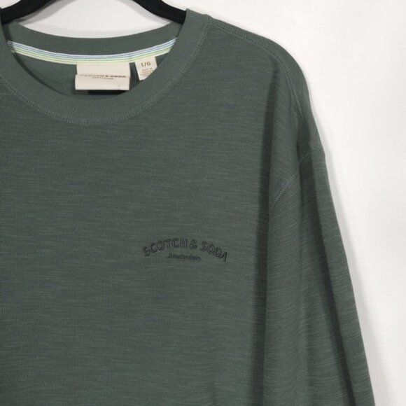SCOTCH & SODA Men's T-Shirt LARGE Textured Knit Long Sleeve‎ Green 11195-1024 - Picture 7 of 9
